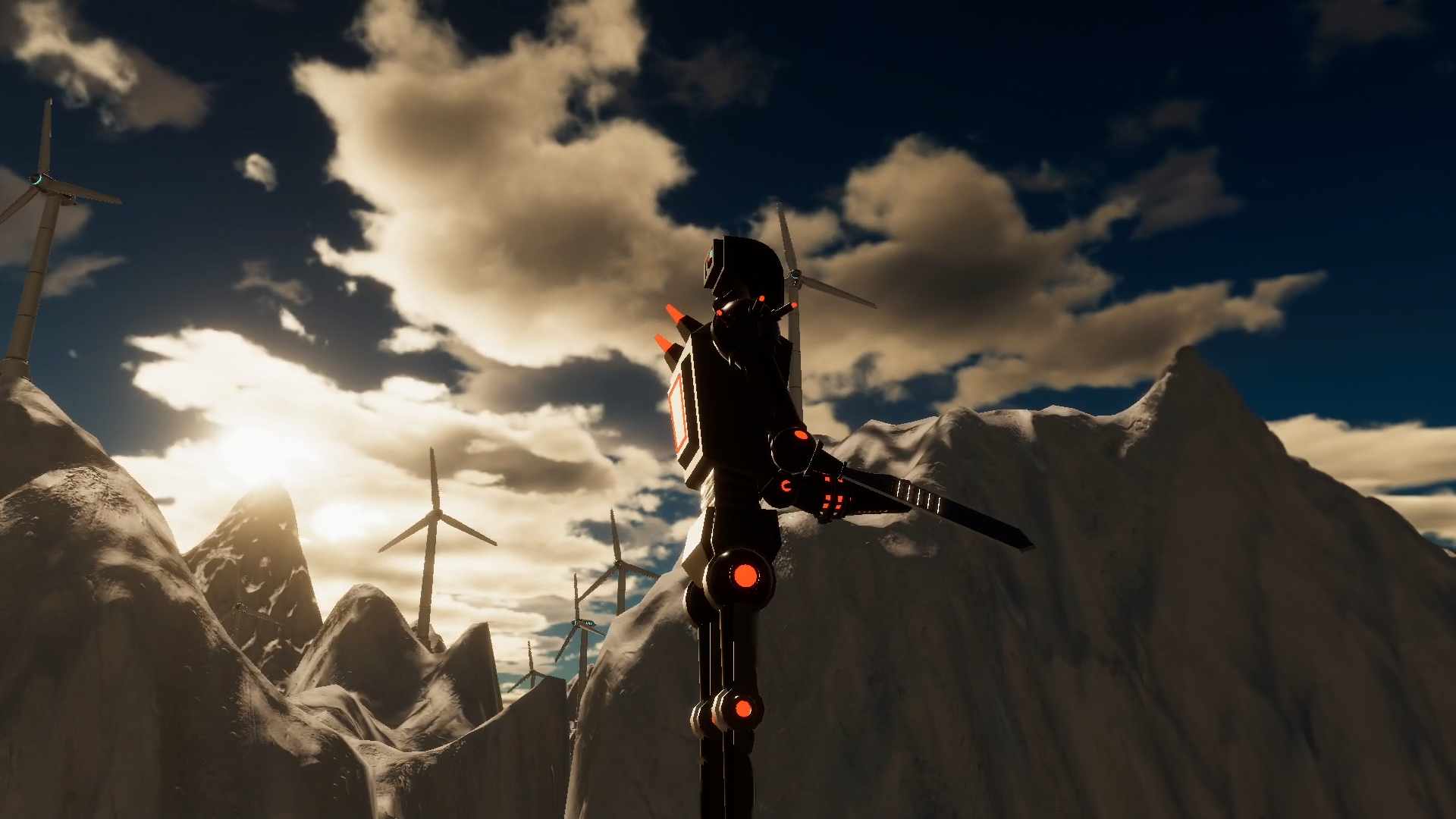 Robot infront of mountains